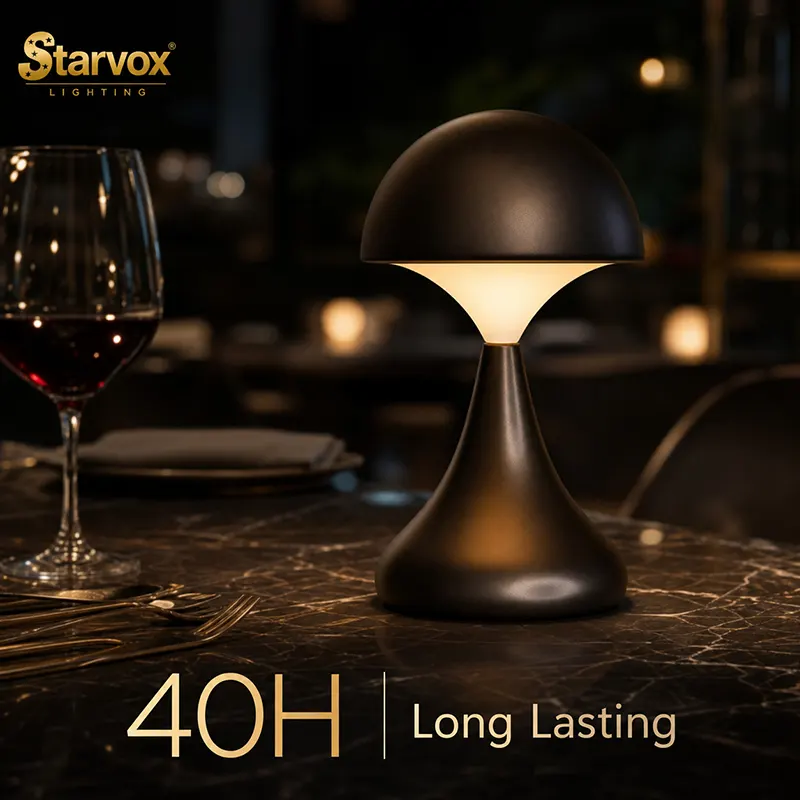 portable table lamp with mushroom design for restaurant use