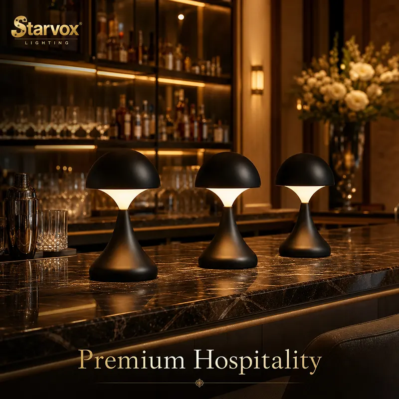 Starvox Mushroom cordless table lamp MR-1118 — rechargeable LED lamp for restaurant tables