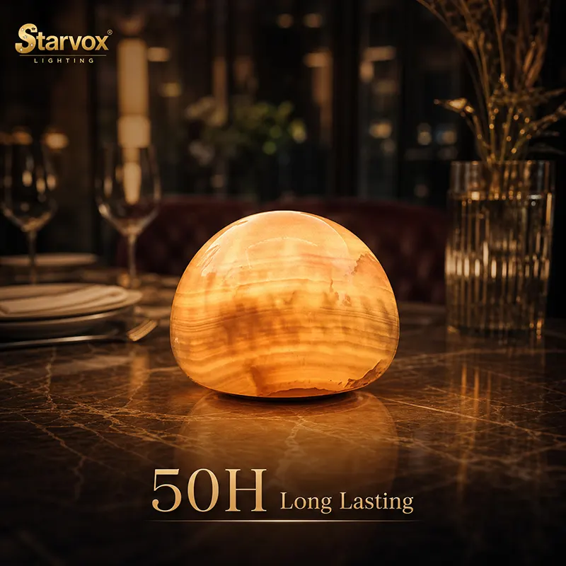 luxury cordless table lamps with natural marble base for luxury hotel dining