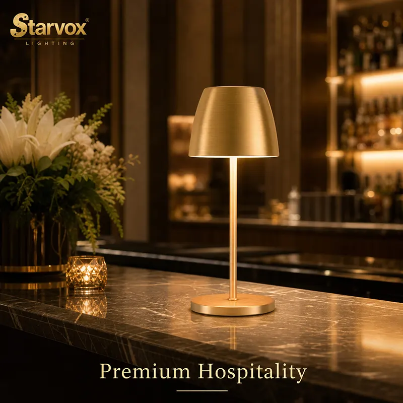Starvox Vintage cordless table lamp VT-1230 — rechargeable LED lamp with a classic shade for restaurants and hotels