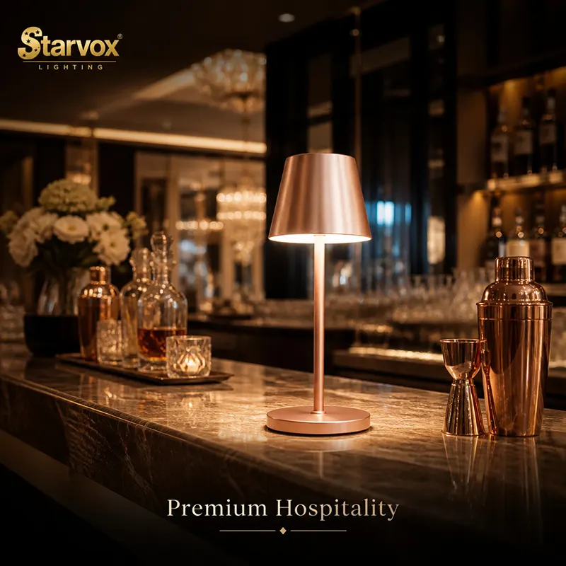 Starvox Vintage cordless table lamp VT-1230 — rechargeable LED lamp with a classic shade for restaurants and hotels