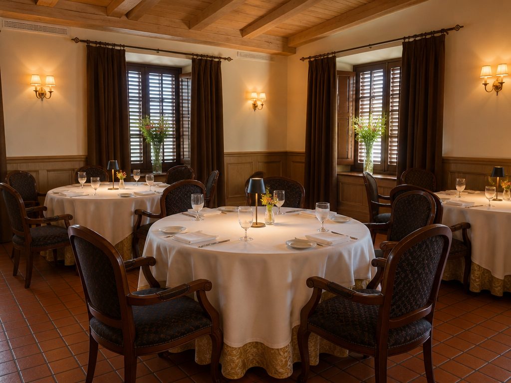 VT-1230 cordless lamps across round dining tables