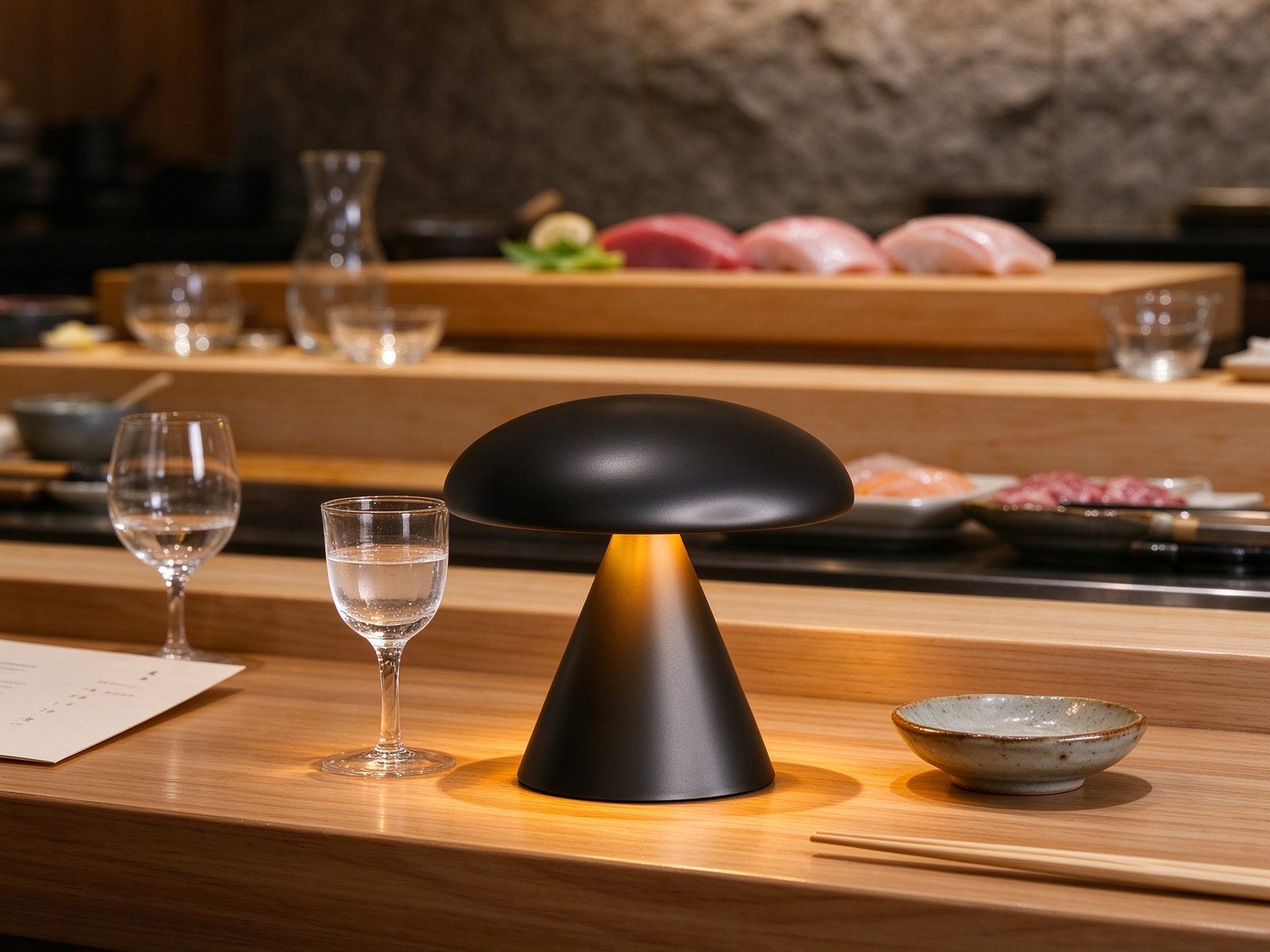 DM-1318 cordless table lamp in a restaurant / hospitality setting (1)